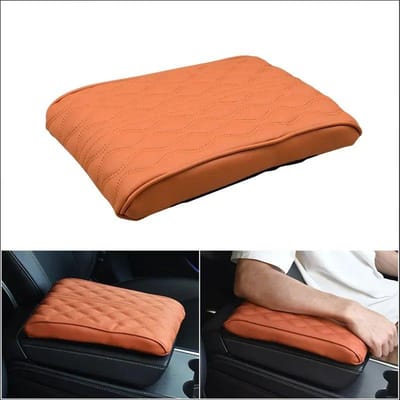 Wave Borduur PU Lederen Auto Armsteun Mat Middenconsole Armsteun Bescherming Kussen Auto Armleuningen Opbergdoos Cover Pad Four Seasons&PU orange