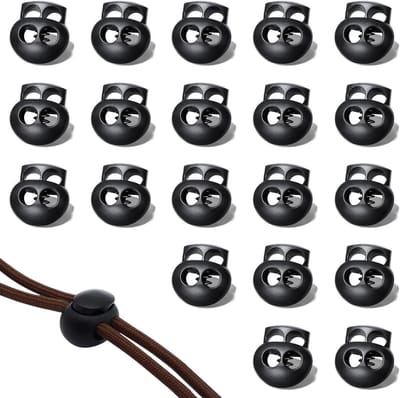 Dubbele Gaatjes Koordstoppers met Veermechanisme - 20 Stuks Plastic voor Sportkleding en Rugzakken, Ideaal voor Accessoires en Organisatie