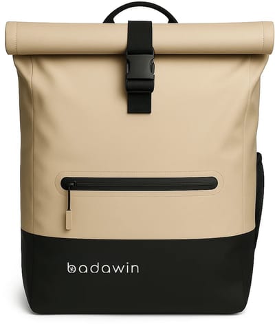 BADAWIN - "Anna" 2-in-1 fietsrugzak - Zand - fietsrugzak waterdicht - fietstas bagagedrager - fietstas met haken - rolltop rugzak waterdicht - laptop fietstas - fietstas rugzak combinatie