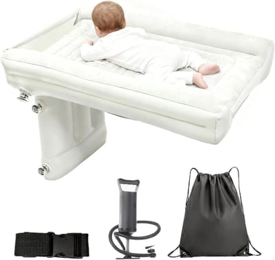 Opblaasbaar Autobed - Kinderen Luchtbed - Reizen en Rust - Inclusief Pomp - 80 x 50 x 42 cm - Grijs