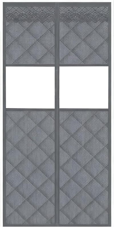 Deurafdekking - Tochtgordijn Thermisch - Tocht Buiten Houden - Met Transparant Venster - 95 x 210 cm - Grijs