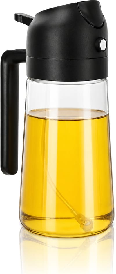 Purepeak 2-in-1 Olijfolie Sprayer - Oliefles met Spray- en Schenkfunctie - 470ml - BBQ Accessoires