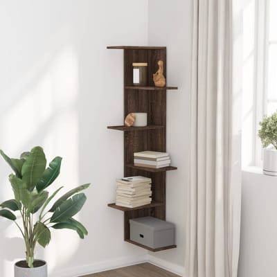 vidaXL - Hoekwandschap - 36,5x36,5x140 - cm - bewerkt - hout - bruin - eikenkleurig