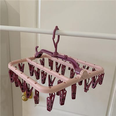 32 Pinces Séchoir à Chaussettes Rotatif Pliable Séchoir à Vêtements Séchoir à Chaussettes Sous-vêtements Coupe-vent Ménager Adultes Rangement Séchoir à Linge One size