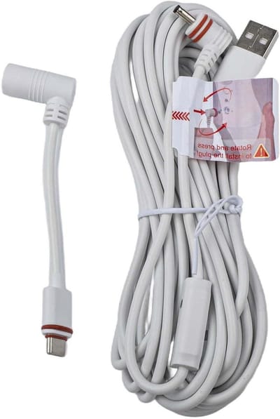 Oplaadkabel Camera - Stroomkabel Outdoor - Camera Beveiligen - Weerbestendige TPE - 5.2m 7.6m 10m - Wit