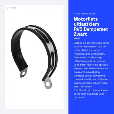 Dailygoods- Uitlaatklem Hoogwaardige Roestvrij Staal - Uitlaatbeugel - Motorrubber - Zwart/Zilver - Makkelijk te Installeren - Semi-Cirkel Vorm