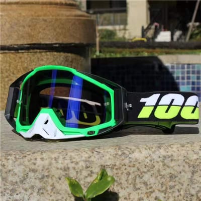 Motorbril/anti-UV antislipbril/racebril/skibril/motorfiets, off-road racen, ATV, ATV spons stofdichte bril/bril voor buitenactiviteiten voor volwassenen Groen en Wit