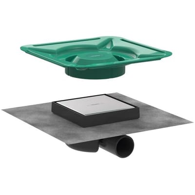 Hansgrohe RainDrain Spot - Doucheput met rooster 15x15 cm, te betegelen aan achterkant, geborsteld rvs 56112800