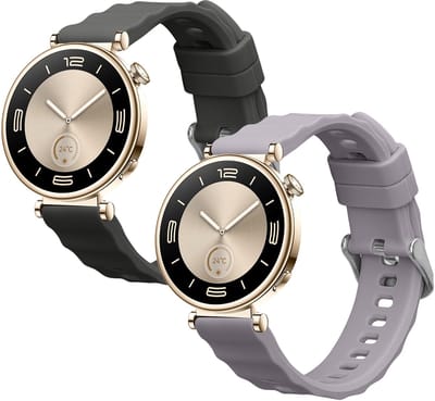 kwmobile 2x horlogebandjes geschikt voor Huawei Watch GT6 41mm / GT5 Pro 42mm / GT5 41mm / GT4 41mm bandje - Smartwatch bandjes van TPU - Activity tracker horloge band in grijs / lavendel