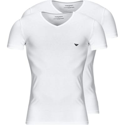 Emporio Armani SS23 Pull Uni Imprimé Logo Col V Manches Courtes T-Shirt Homme Hauts Blanc 111512-CC717-13611 S white