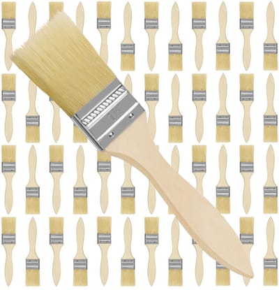Dailygoods- Verfkwasten Set 48 Stuks - Houten Wegwerp Verfkwasten - Professioneel Gebruik - 3,81cm Breed - 17,5cm Lang - Voor Waterbasis Verf - Verfborstels