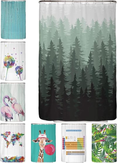 Famanu - Douchegordijn 120x180 cm, ondoorzichtig en waterdicht, anti-schimmel, met 12 ringen