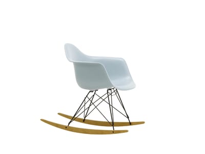 Vitra - RAR Eames Plastic Armchair - ijsgrijs RE - zwart - sleden esdoorn goudkleurig - blauw