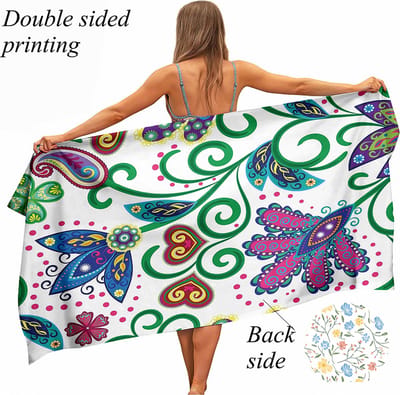 Ulticool Microvezel Handdoek - Bloemen - Badhanddoek Strandlaken Sneldrogend Badlaken - 160 x 80 cm - voor Reizen Gym Sport Spa Sauna Yoga – Lichtgewicht Microfiber Reis