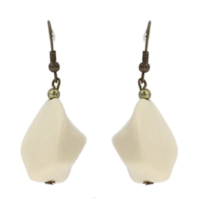 Behave - Oorhangers met witte steen - Bronskleur - Bohemian stijl