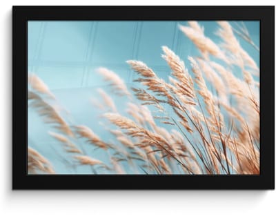 Poster in lijst - Fotolijst 30x20 cm - Posters - Siergras - Wind - Lichtbruin - Posterlijst zwart - Decoratie - Wanddecoratie woonkamer - Muurdecoratie slaapkamer