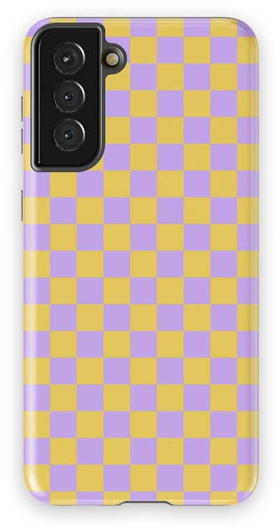 Design Hoesje Samsung Galaxy S21 Plus | Geschikt Voor Mag | Tiny Squares Checkered Print | Backcover Samsung Galaxy S21 Plus Lilac Lemonade