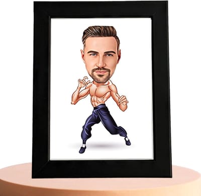 Karate Karikatuur Man - Karikatuur met Jouw Foto - Cadeau - Verjaardag - Kerst - Kado - Valentijn - Gepersonaliseerd Cadeau
