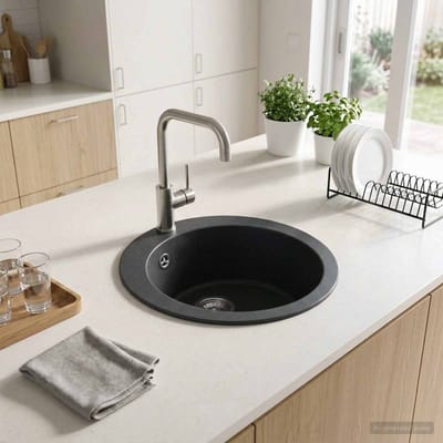 vidaXL - Keukenspoelbak - met - enkele - bak - Graniet - 50,5 - x - 29 - cm - Grafiet