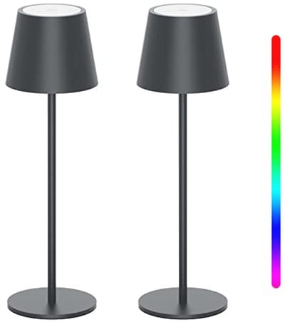 Dimbare LED-Tafellamp met Accu - Draadloos, 3000K en RGB-Verlichting, IP54, Draagbare Buitenlamp voor Camping, Terras en Tuin (2 Stuks)