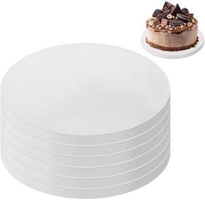 PromoHome 6 stuks ronde taartstandaard set, 20 cm diameter, wit, herbruikbare taartplanken voor transport en presentatie van gebak, desserts en bakkerijproducten