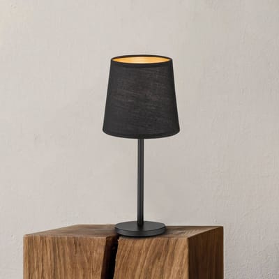 FISCHER & HONSEL Tafellamp Rimini, zwart, textiel, hoogte 30 cm, E14