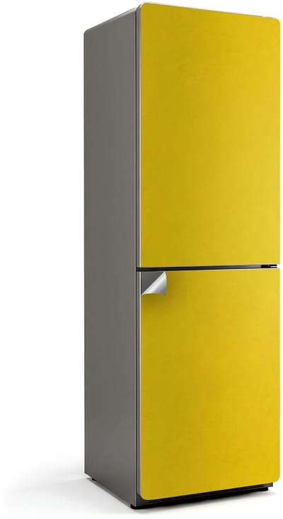 Wallfluent Koelkaststickers - Geel Koelkast Folie - 60 cm x 190 cm - Geel Koelkaststickers - Decoratieve Koelkaststicker - Koelkast Opknappen Sticker - Zelfklevende Koelkaststicker - Koelkast Versiering
