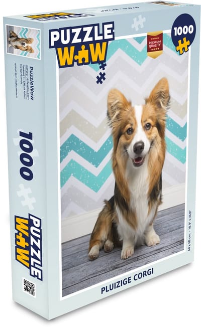 Puzzel Pluizige corgi - Legpuzzel - Puzzel 1000 stukjes volwassenen