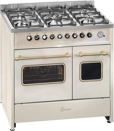 GURARI - GCH E 916 Cr R - Gasfornuis - 90 cm - retro - retro gasfornuis - elektrische oven - Range Coocker 89L - 8 functies - hete lucht - grill - 5 hoogwaardige branders- 4 kW wok- aardgas - propaangas