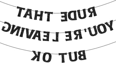 Collega vertrekt banner voor afscheid - Feestelijke decoratie voor pensioen of nieuwe baan - Zwart thema