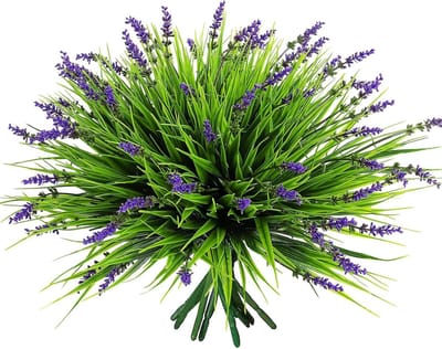 Kunstgras Bundels - Nepplanten met bloemen - Buiten Decoratie - UV-bestendig en Onderhoudsvrij - 141 cm per bundel - Paars groen