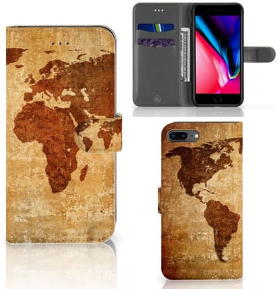 Apple iPhone 7 Plus | 8 Plus Flip Cover Wereldkaart