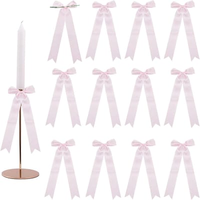 EGoods - Decoratieve roze strikken voor kandelaars - Set van 12 stuks - Tafeldecoratie voor bruiloften, vrijgezellenfeest en feestelijke gelegenheden