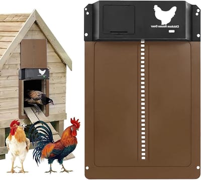 Automatische Kippendeur - Kippenhok Deuropener - Veilig Dierenverblijf - Automatische Lichtsensor - 35 x 24 cm - Bruin