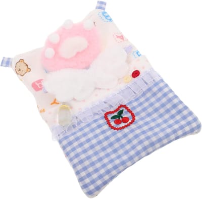 Poppenhuis Beddengoed Set - Miniatuur Meubels - Poppenhuis Spelen - Compleet Met Oogmasker - 14.5 x 10.5 cm - Veelkleurig