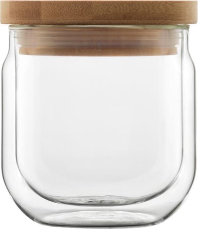 Luigi Bormioli Stapelbare Bowl in Borosilicaatglas met Bamboe Deksel 33cl - 9xH10,3cms - 4 stuks