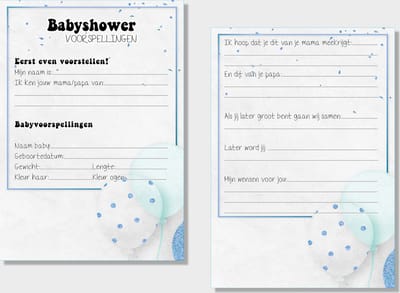 2x20 leuke Babyshowerkaarten | Spelletje invulkaarten (A5 formaat) 2x20Babyshower08