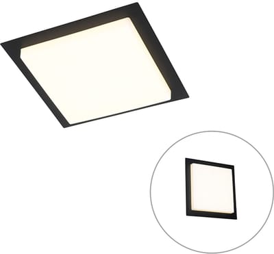 QAZQA lys - Moderne LED Plafondlamp voor buiten - 1 lichts - L 30 cm - Zwart - Buitenverlichting