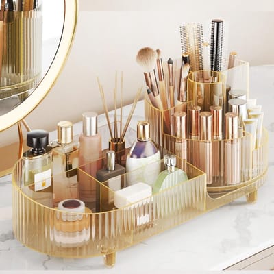 Grote Capaciteit Make-up Organizer voor Vanity, Cosmetica Display Case met Borstelhouder en Ruimte voor Make-up Accessoires