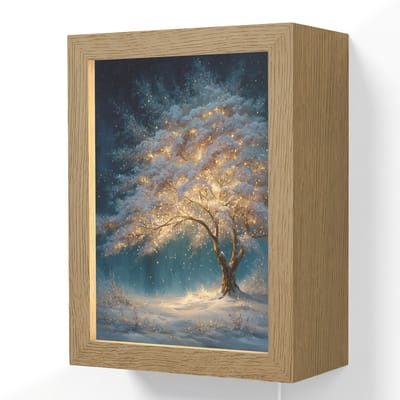 Wandlamp 15x20 cm - Oplaadbaar - Levensboom - Nacht - Donker - Blauw - Wandlampen binnen woonkamer - Slaapkamer lamp met kabel - Decoratieve nachtlamp - Vloerlamp snoer
