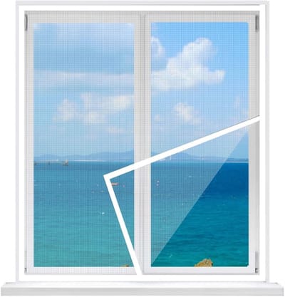 Raamhor Insectenwering - Vliegenhor Schuifraam - Frisse Lucht Binnen - Eenvoudige Lijmmontage - 60x110cm - Wit