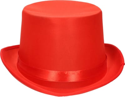 Fiestas Guirca verkleed hoge hoed - rood - voor volwassenen - carnaval kleuren thema accessoires