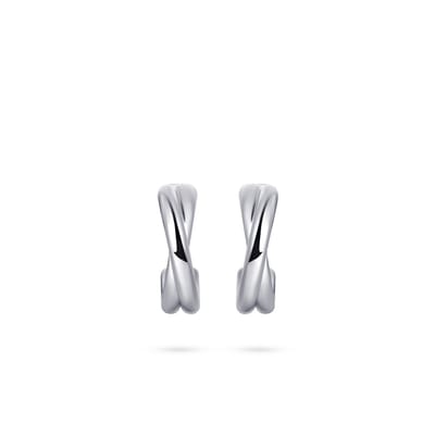 GISSER Oorstekers E1059 - 925 Zilver Gerhodineerd - Twee banen gekruist - 15mm - 5 MM Breed