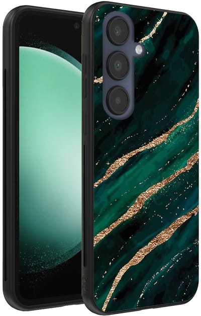 Smartphonica Telefoonhoesje Geschikt voor Samsung Galaxy S23 FE met marmer opdruk - TPU backcover case marble design - Groen Goud geschikt voor Samsung Galaxy S23 FE
