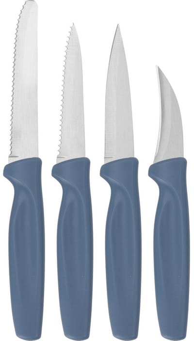 Excellent Houseware keuken messen set - blauw - 4 delig - rvs en kunststof - keukengerei