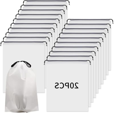 Thijox - Schoenenzak met Trekkoord, 20 Stuks, Transparante Waterdichte PE Schoenentassen voor Reis, Multifunctionele Opbergtas voor Mannen en Vrouwen,