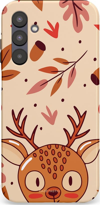 Casetastic hoesje geschikt voor Samsung Galaxy A25 - Dubbellaagse bescherming - Hert in de herfst - Fashion Case - Zand Terracotta Rood