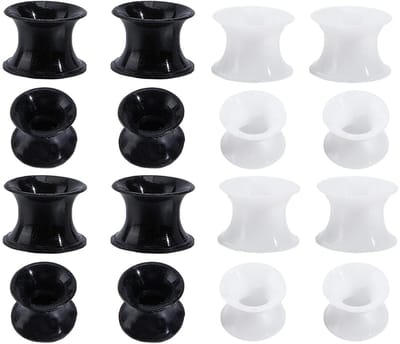 Dailygoods- Siliconen Tunnels 8 mm - Zwart/Wit - Set van 8 Paar - Extra Zacht - Flexibel - Uniseks - Oorbellen