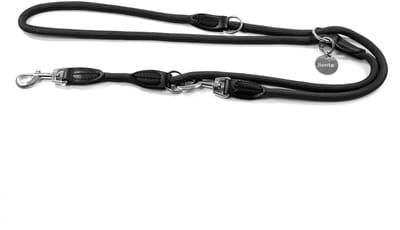 lionto verstelbare hondenriem 200 cm, weerbestendig nylon zwart