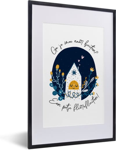 Fotolijst incl. Poster - Ga je mee naar buiten? - Spreuken - Quotes - 40x60 cm - Posterlijst